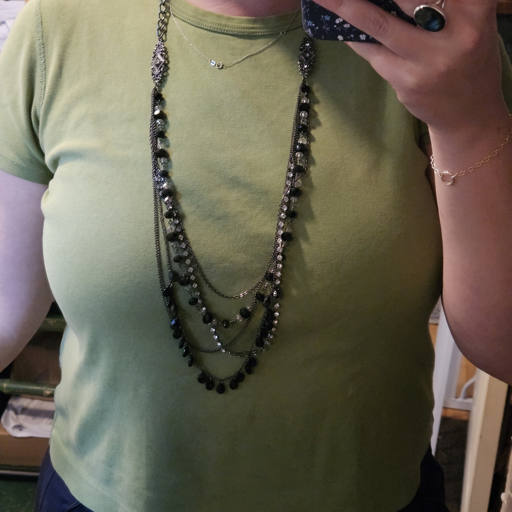 Elegant Black Beaded Necklace